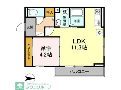 ディアコート(1LDK/2階)の間取り写真