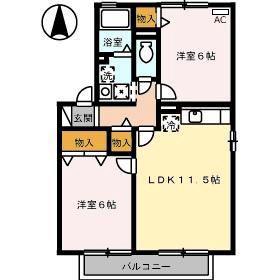 グランドコート大谷 A棟(2LDK/2階)の間取り写真