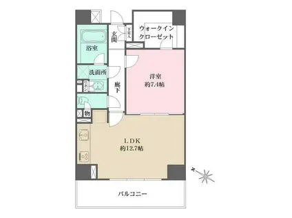 王子神谷パークハウス(1LDK/12階)の間取り写真