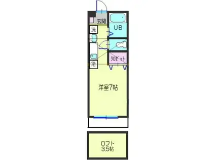 ユーハイツ(1K/2階)の間取り写真