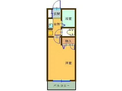 ライトヒル(1K/2階)の間取り写真