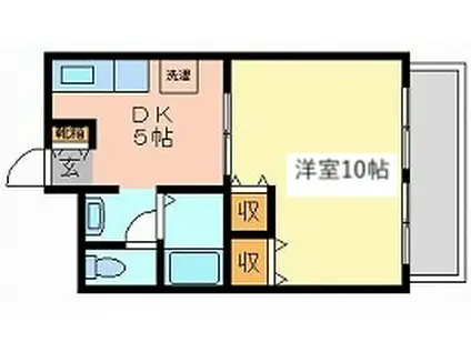 ウエルライフマンションエイブル(1DK/5階)の間取り写真