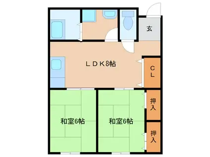 ハイツ千足(2LDK/2階)の間取り写真