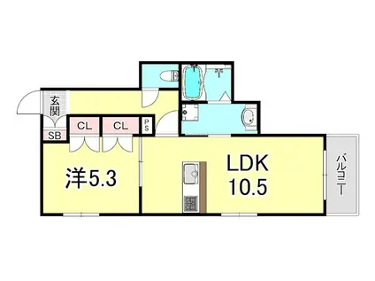 HEBEL MAISON VERVEINE(1LDK/2階)の間取り写真