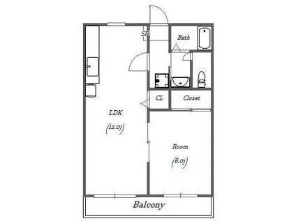 クローカスC棟(1LDK/1階)の間取り写真
