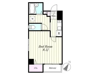 プレールドゥーク用賀(1K/1階)の間取り写真