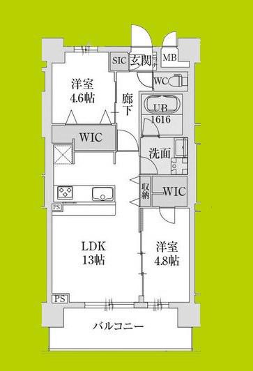 スプランディッド難波VII(2LDK/9階)の間取り写真