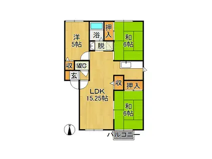 バニアン・ユウ(3LDK/2階)の間取り写真