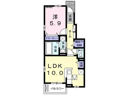 マーレ・インテルノV(1LDK/1階)の間取り写真