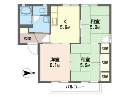 クレセント・トウヨウ A棟(3K/2階)の間取り写真
