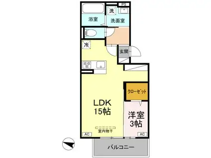 サン・フローラ(1LDK/2階)の間取り写真