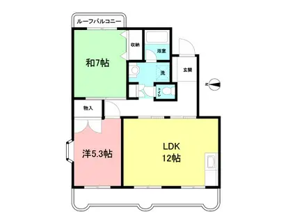 ドミールさがみ野II(2LDK/4階)の間取り写真