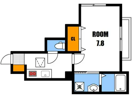 SHAMBRE古市B棟(1K/1階)の間取り写真