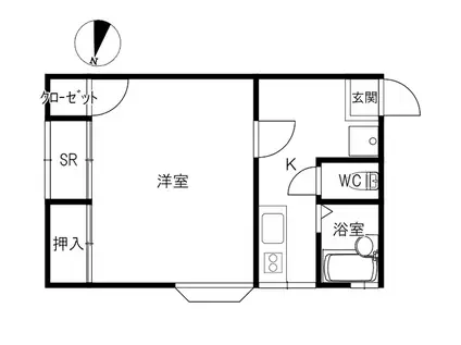 ヌーベル御所A(1K/2階)の間取り写真