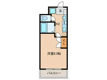 シャンヴェルジェ豊中II(1K/2階)の間取り写真