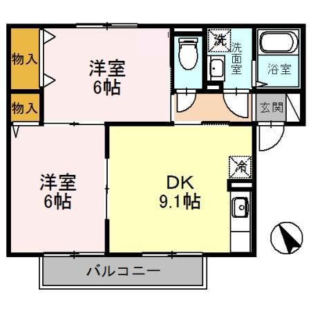 エステートたつみ(2DK/1階)の間取り写真