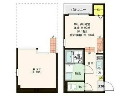 エトワール梅林(1K/1階)の間取り写真