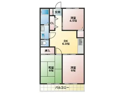 シティプラザI(3DK/1階)の間取り写真