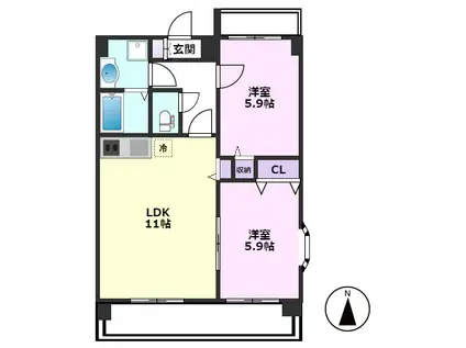 アメニティ桜マンション(2LDK/2階)の間取り写真