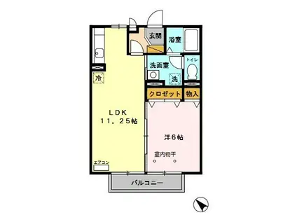 ウエストヒルズB(1LDK/2階)の間取り写真