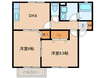 リザハウスA(2DK/1階)の間取り写真