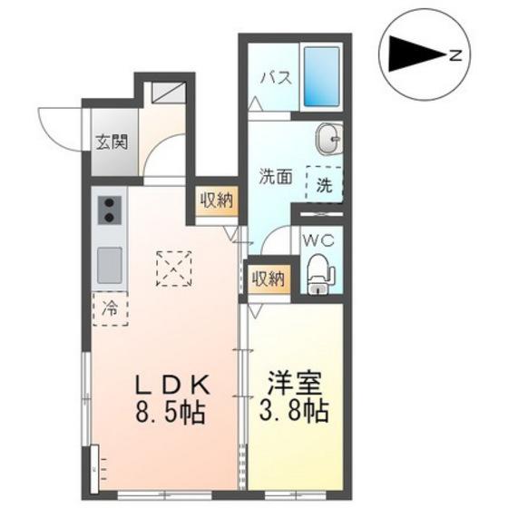 トリコロールIII(1LDK/1階)の間取り写真