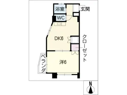 イトービル(1DK/4階)の間取り写真