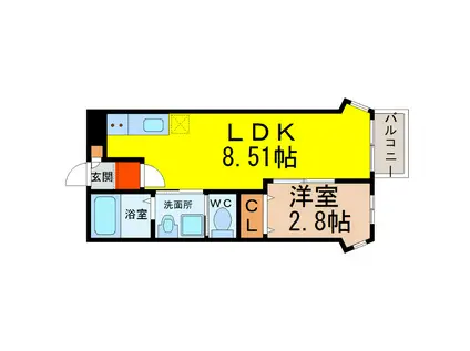 NEO駈上(1LDK/4階)の間取り写真