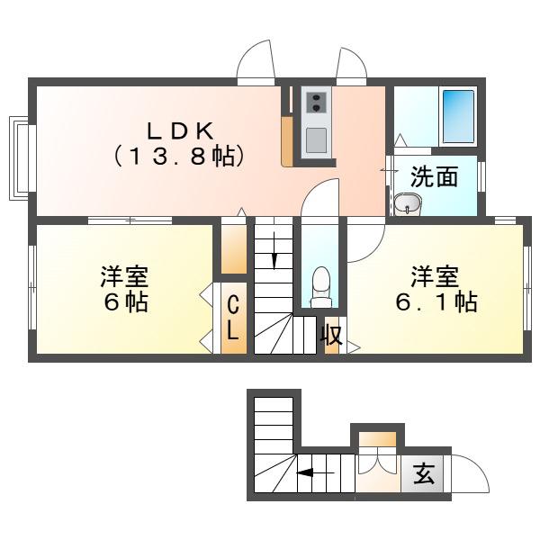 ゆめみーる壱番館(2LDK/2階)の間取り写真