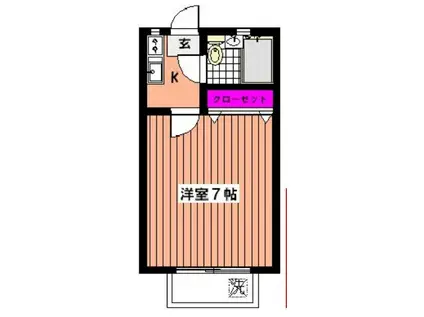 フラット荻窪III(1K/1階)の間取り写真