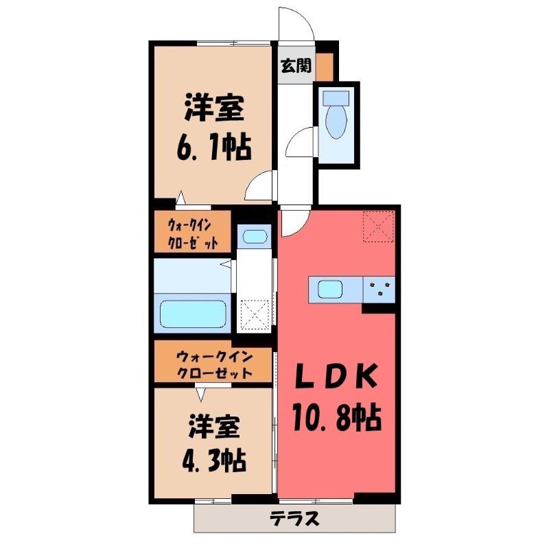 ハイトラスト B(2LDK/1階)の間取り写真