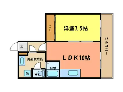 ジュエリー山手(1LDK/2階)の間取り写真