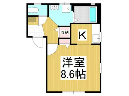 フェアハウスあずさB棟(1K/1階)の間取り写真