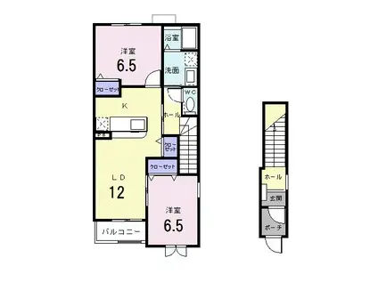 ラフレシールB(2LDK/2階)の間取り写真
