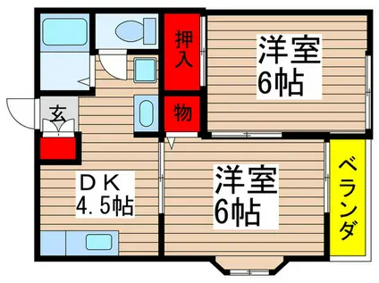 シャトーフローラルN-1(2DK/2階)の間取り写真
