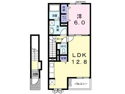 ロザージュ A(1LDK/2階)の間取り写真