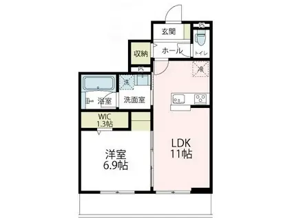 ヴァローレⅢ(1LDK/2階)の間取り写真