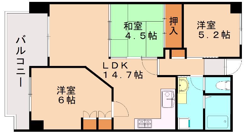 日商岩井イースト福間ステーションガーデン(3LDK/8階)の間取り写真