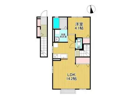 MON CHERI(1LDK/2階)の間取り写真