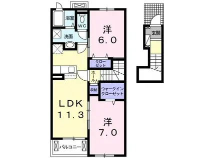 ル・リアン(2LDK/2階)の間取り写真