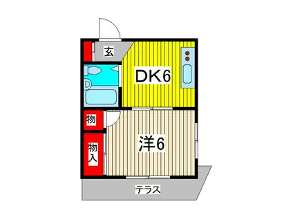コートKー1(1DK/3階)の間取り写真