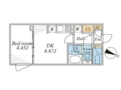 LEGALAND桜新町(1DK/2階)の間取り写真