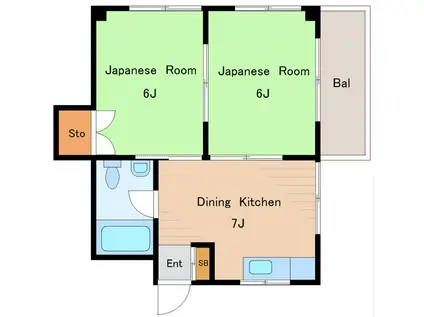 日の本ビル(2DK/4階)の間取り写真