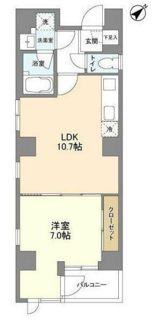 ププレ日本橋(1LDK/4階)の間取り写真