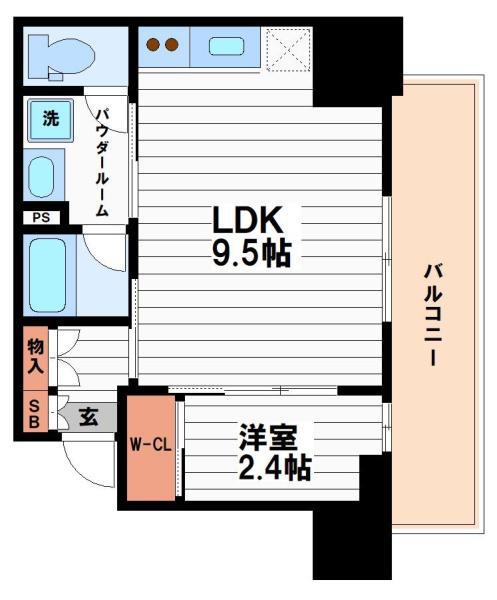 ルフォンプログレ堺筋本町タワーレジデンス(1LDK/3階)の間取り写真
