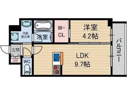 RECIO千里丘(1LDK/4階)の間取り写真
