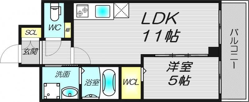 VITA荒本(1LDK/6階)の間取り写真