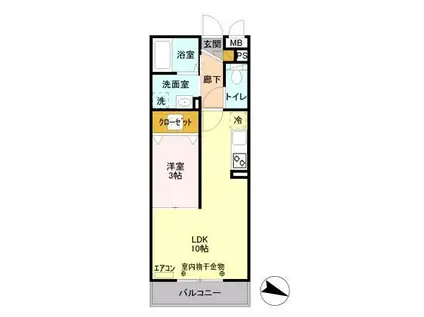 プロスパー八潮(1LDK/1階)の間取り写真