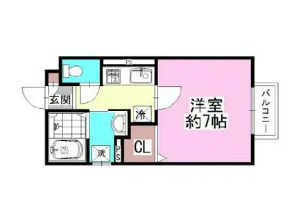 ソレアード西宮北口(1K/2階)の間取り写真