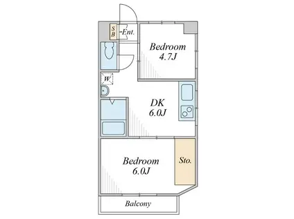 コーポ北嶋(2DK/2階)の間取り写真